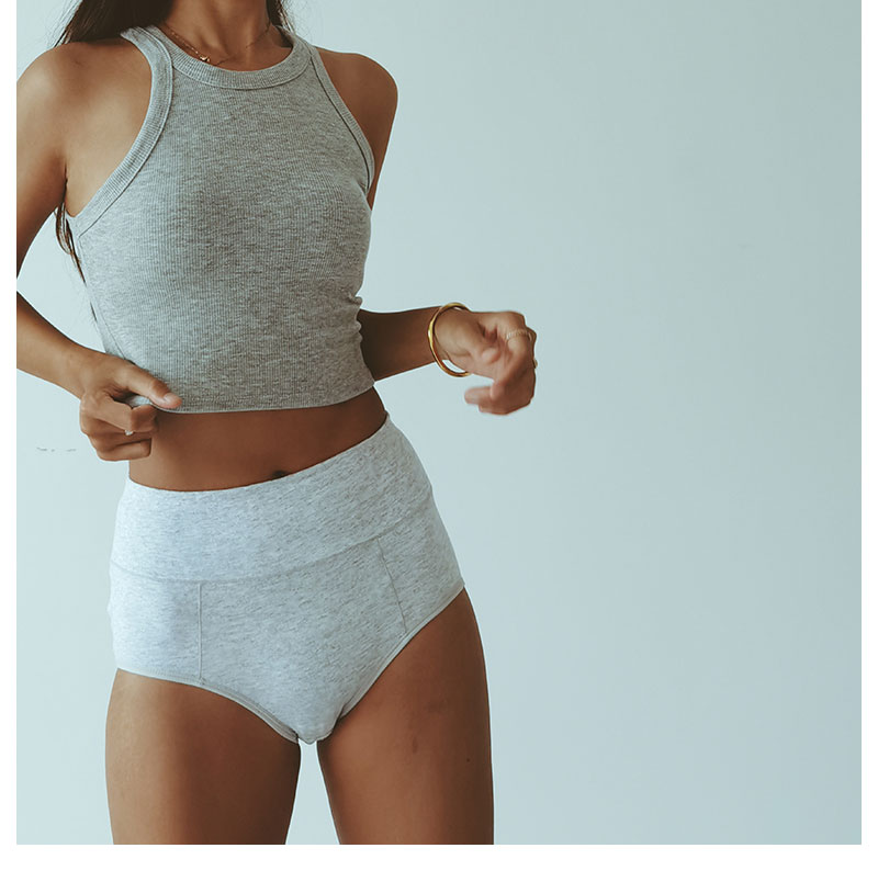 Women's clothing cotton inseam high waist women's cotton sexy and comfortable hip-covering underwear thin belly-control briefs_voghion.com