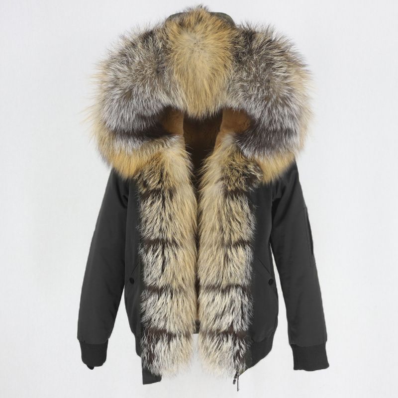 Women's Clothing Thickened Raccoon Fur Liner Removable Real Fox Fur Large Fur Collar Jacket Fur Cotton_voghion.com