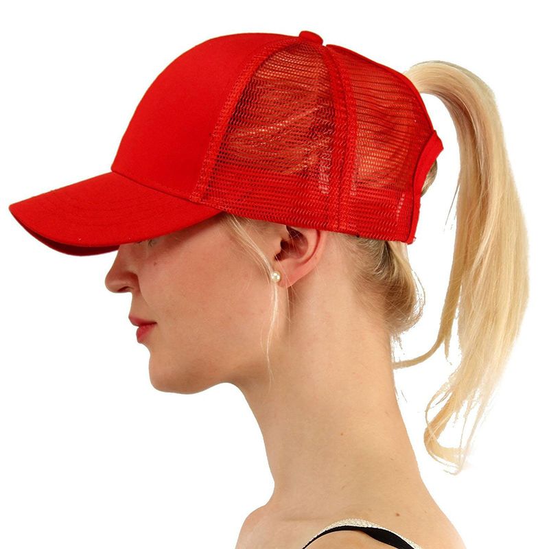 Cappello da baseball con coda di cavallo estivo da donna, regolabile, con chiusura a scatto, in tinta unita, con chignon alto e spettinato, per ragazza_voghion.com
