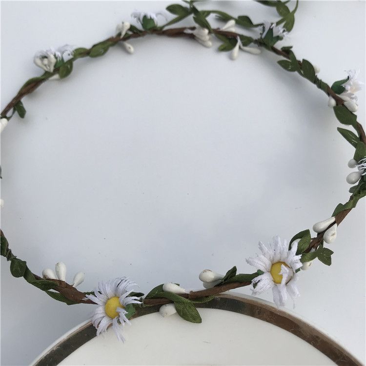Copricapo da sposa in stile foresta coreano, ghirlanda di fiori, piccola margherita, accessorio in rattan a doppio strato, anello per capelli, fotografia_voghion.com
