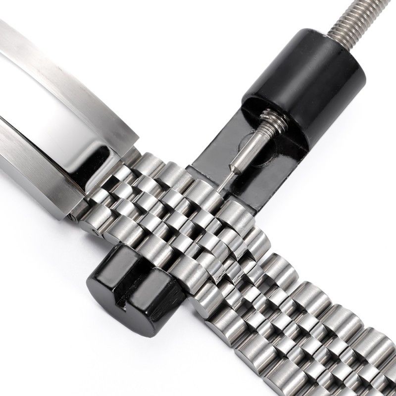 Professionelles Werkzeug zum Einstellen von Uhrenarmbändern aus Aluminiumlegierung – Set zum Entfernen von Uhrenarmbandgliedern und zur Längeneinstellung (schwarz)_voghion.com