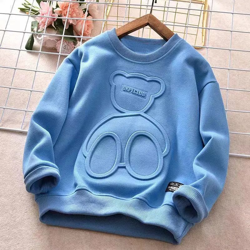 Mother&Kids Kinderhoodie Jongensblazer Cartoon kindertrui met 3D-reliëfbeer_voghion.com