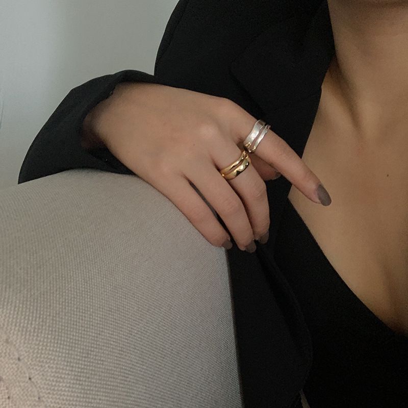 Personalized fashion open wave ring ring female ins trendy internet celebrity simple cold style index finger little finger pinky ring_voghion.com