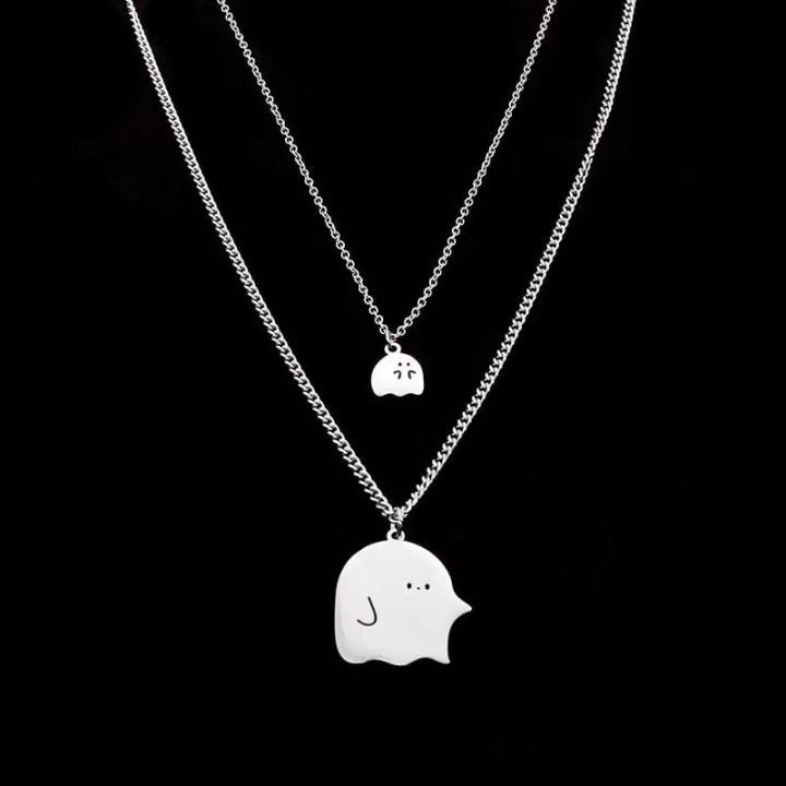 Same style, I protect you. Ghost monster necklace, best friend cartoon cute creative couple style_voghion.com