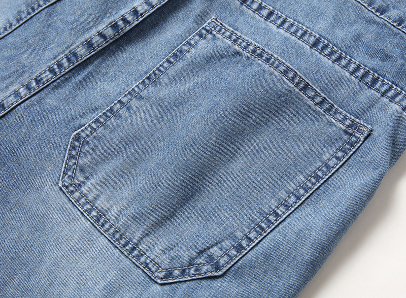 Men's clothing casual slim denim small leg quarter pants personalized trendy jeans_voghion.com