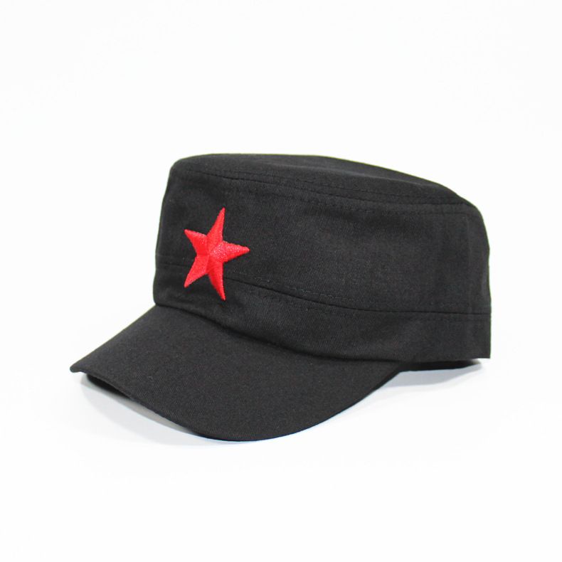 Cappello piatto con stella a cinque punte, verde militare, per addestramento militare, in tela, twill, rosso, da viaggio_voghion.com