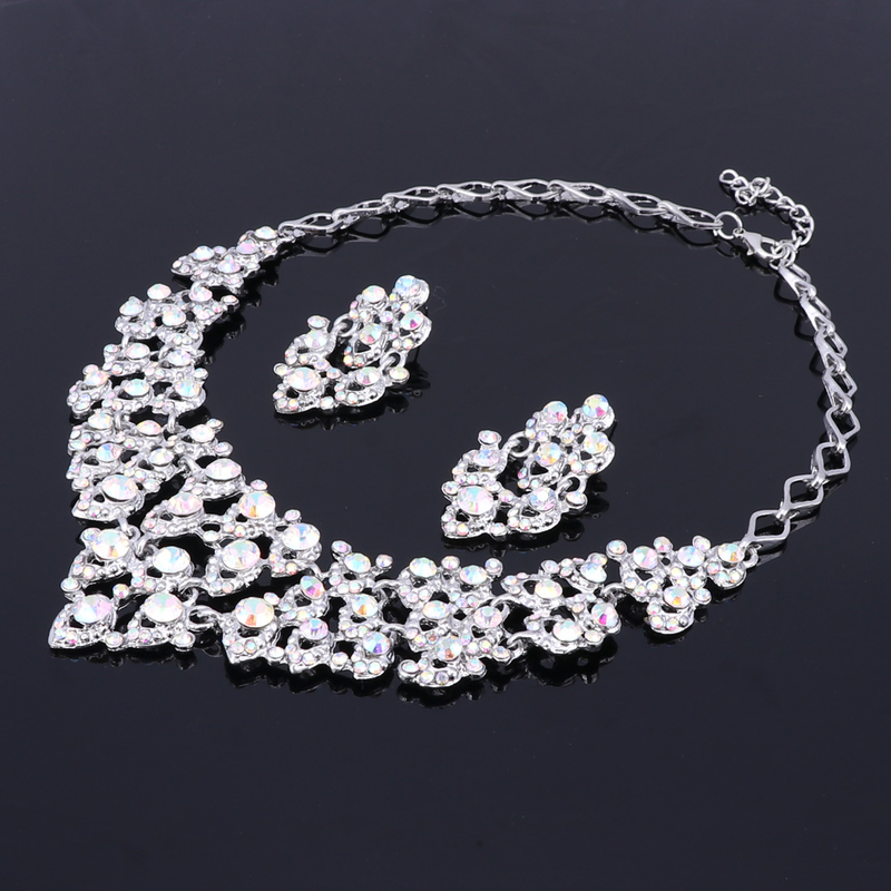 AB Farbe Kristall Braut Schmuck Sets Dubai Gold Farbe Mode Hochzeit Schmuck Halskette Armband Ohrringe Ring Sets_voghion.com