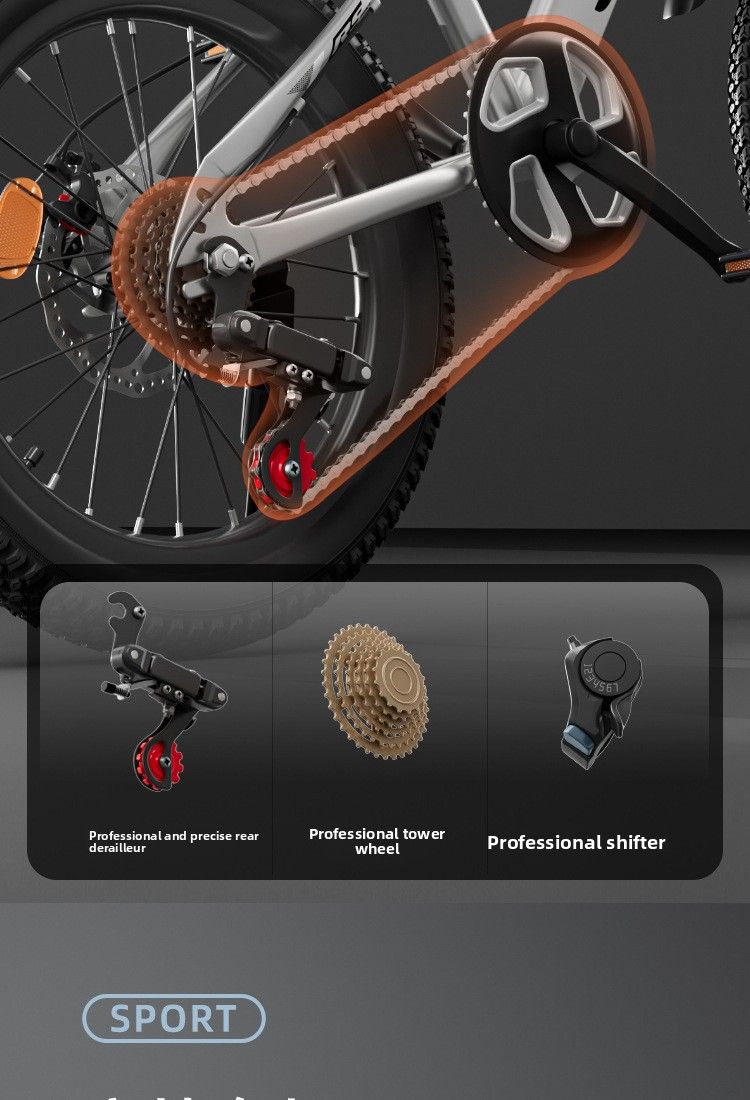 Bicicletta per bambini di età compresa tra 6-10-12-16 anni, bici da montagna con doppio freno a disco e velocità variabile per ragazzi e ragazze._voghion.com