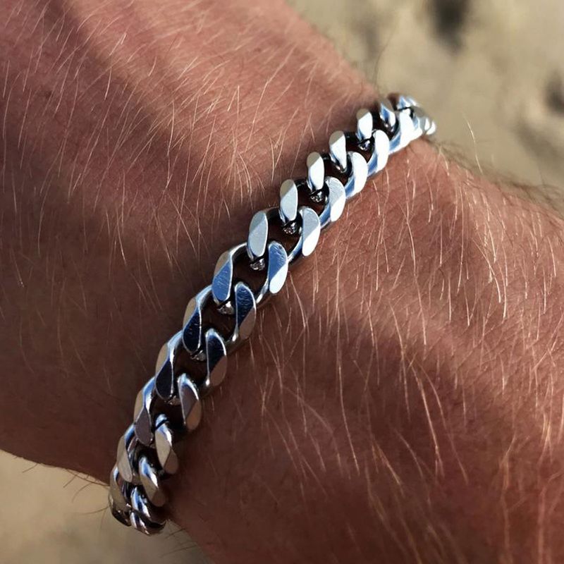 Hip Hop Six-Sided Miami Cuban Titanium Steel Bracelet Adjustable Men's Jewelry_voghion.com