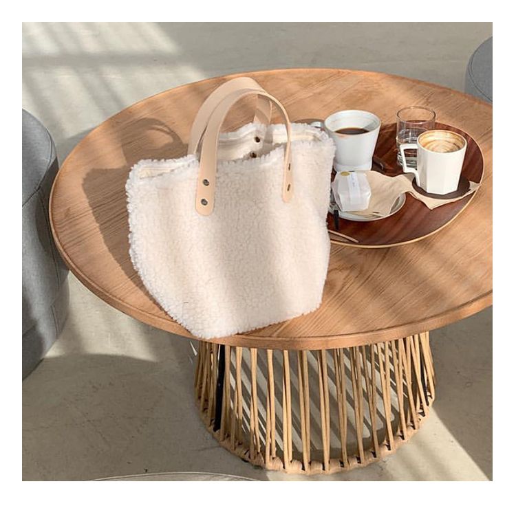 Borsa invernale in peluche a tracolla in lana tinta unita di grande capacità, edizione coreana, semplice e versatile B_voghion.com