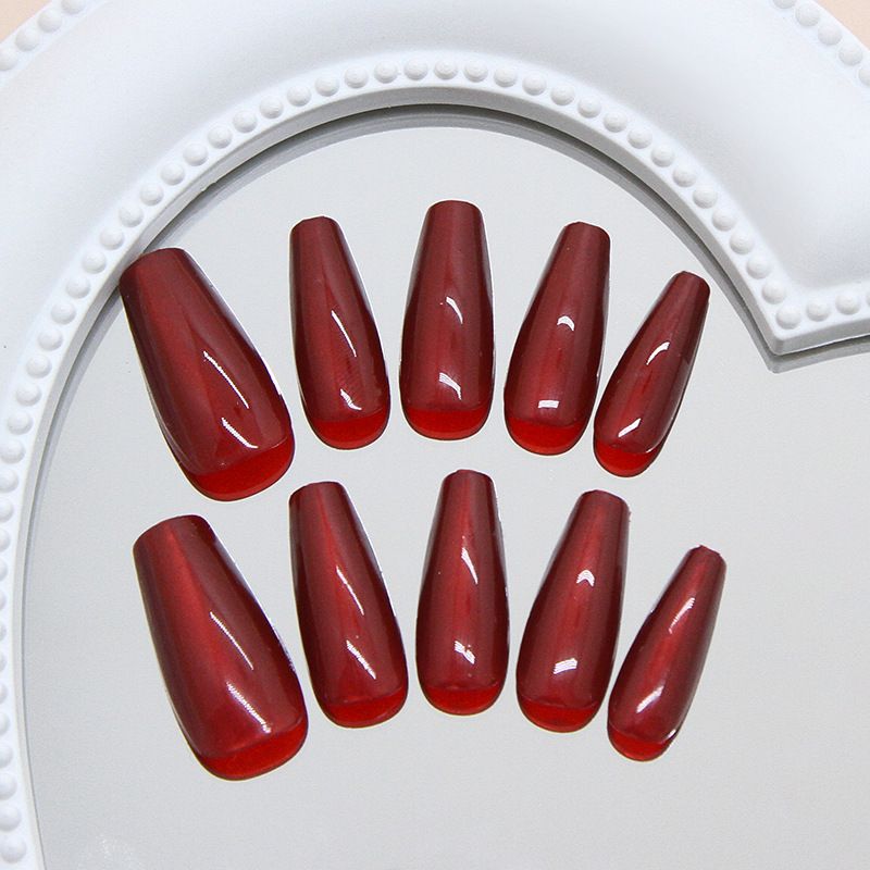 Faux ongles faits à la main, préfabriqués, œil de chat rouge, tempérament rétro, blanchissant, atmosphère, style Ins, nail art détachable, 30 pièces_voghion.com