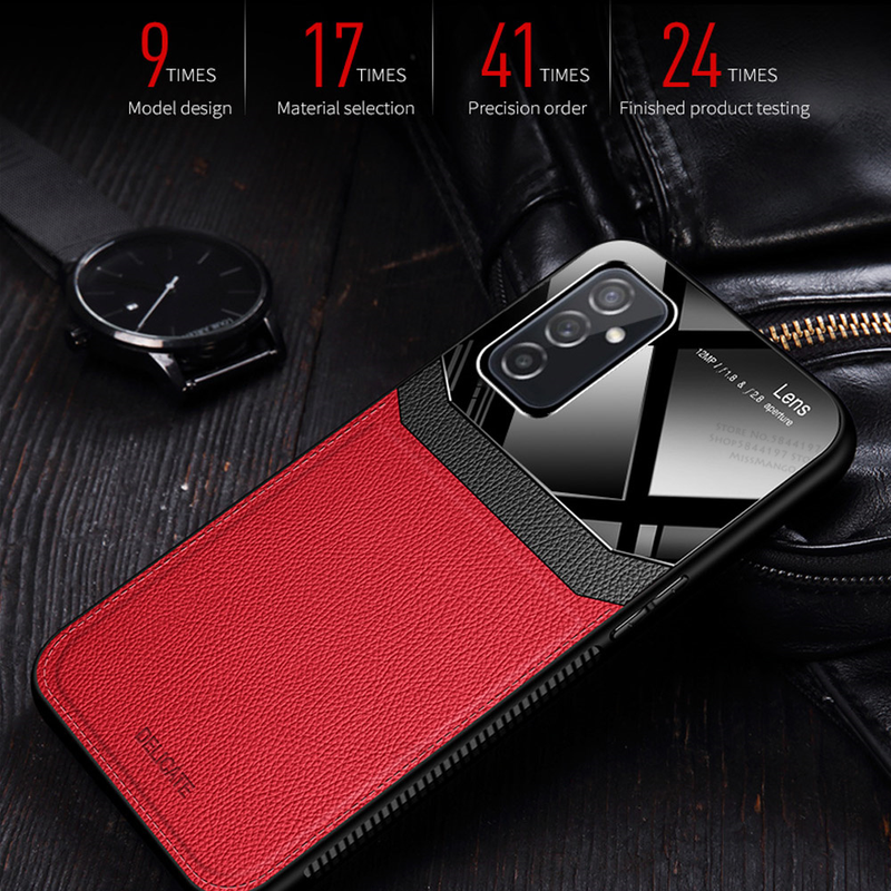 Cover per telefono in vetro a specchio in pelle per Samsung Galaxy A13 5G Custodia posteriore per telefono antiurto in PU per Samsung_voghion.com