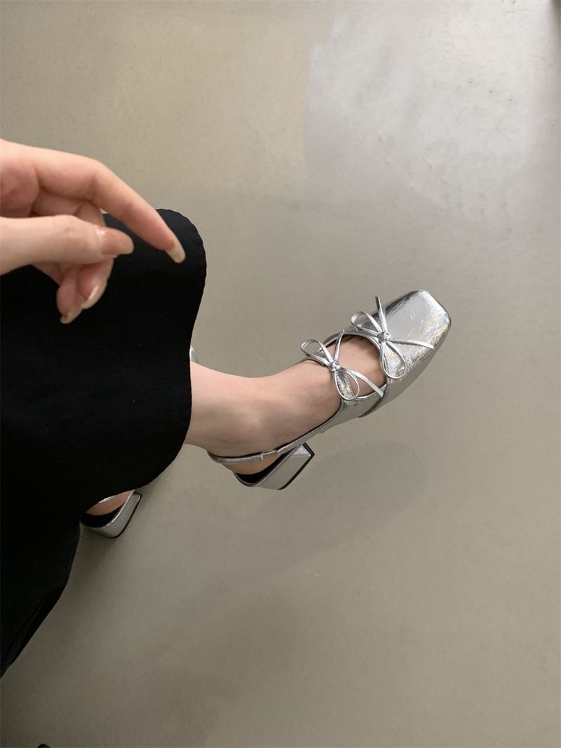 Damen Offene Zehensandalen 2025 Sommer Neue Französische Fee Wind Abend Zwergenabsatz Silber Einzelschuhe_voghion.com