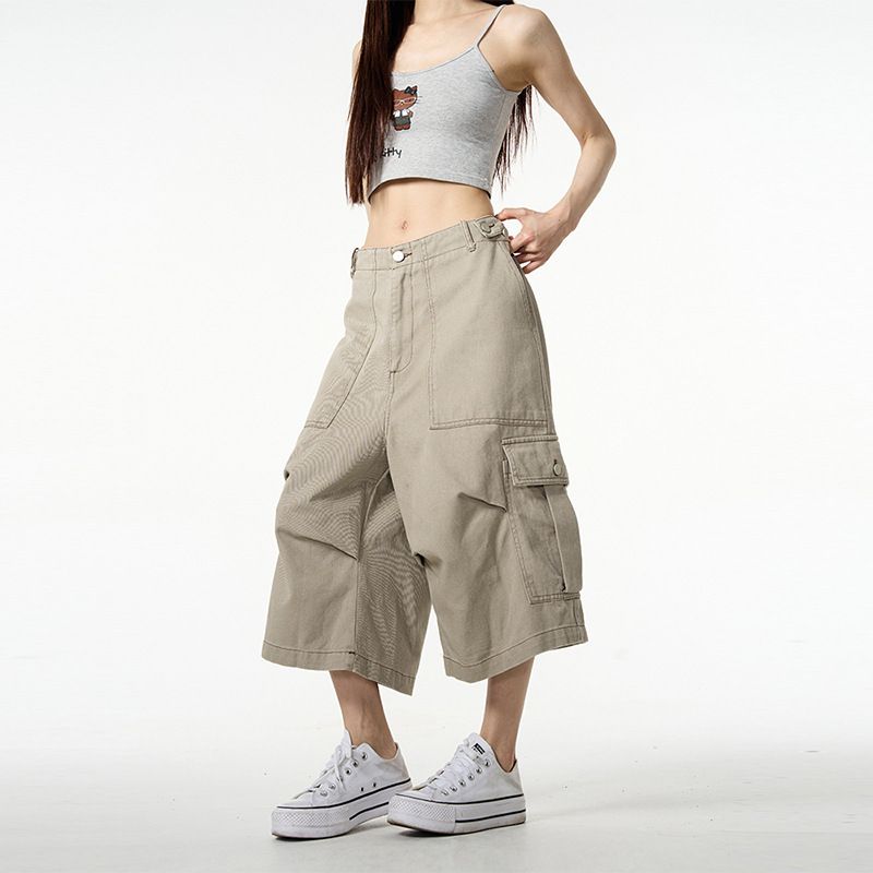 Premium Products Cleanfit Shorts With Multiple Pockets And Seven Quarter Length Pants For Men, American Style Loose, High-end, Wide Leg_voghion.com
