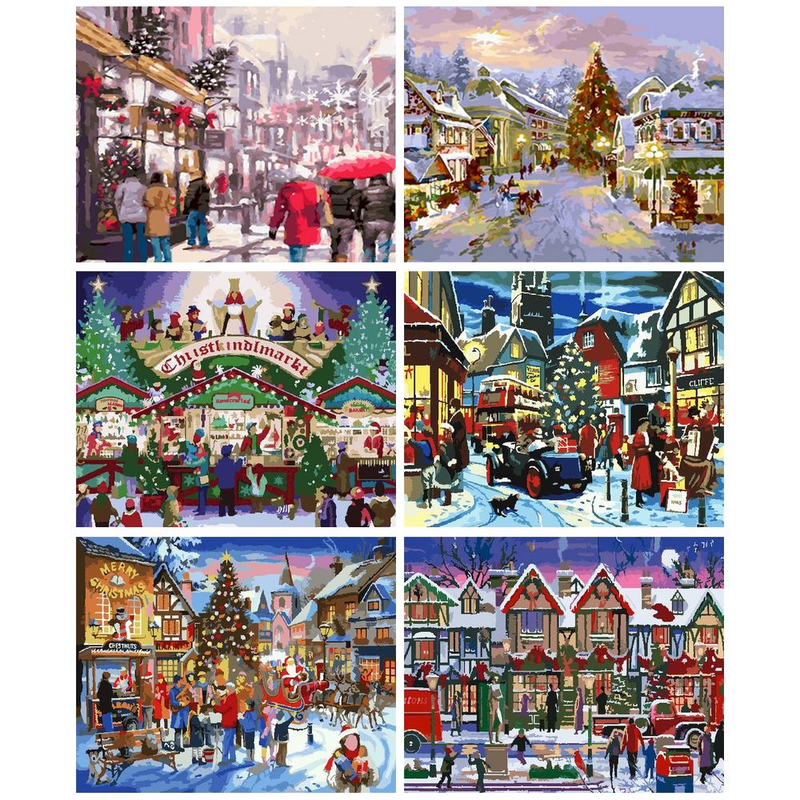 RUOPOTY Abstract Paint By Numbers DIY Decorative Paintings Christmas Street Scenery Painting Numbers Home Decor Unique Gift_voghion.com