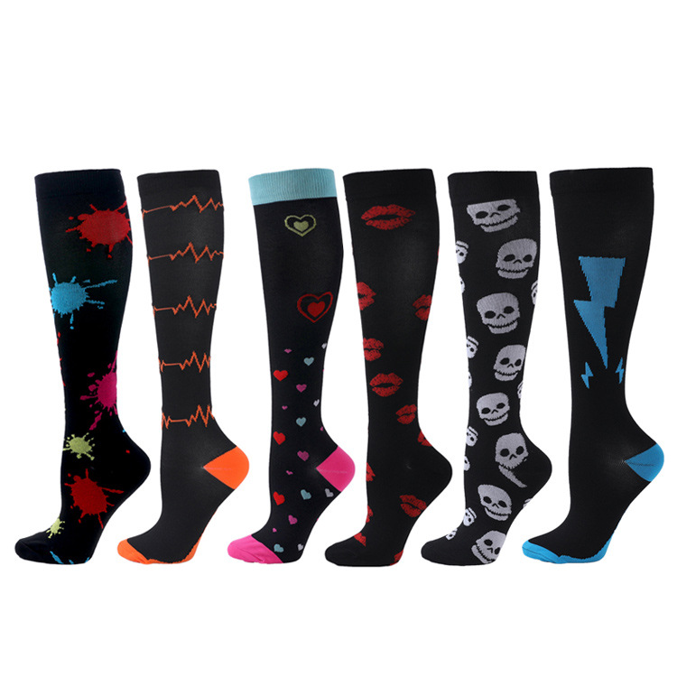 Spot casual outdoor skipping rope pressure socks adult sports socks sports color striped socks elastic socks compression socks combination_voghion.com