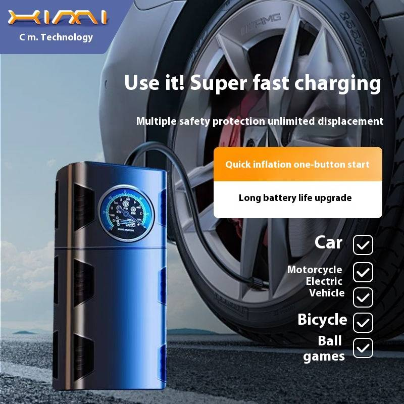 Kabellos Inflatiounspompel fir am Auto ze montéieren, 120W, 45L/min, portabel, kompakt_voghion.com