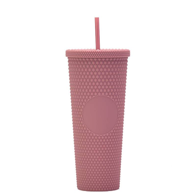 Bicchieri Casa e giardino Bicchiere con cannuccia in plastica a doppio strato Grande capacità Tazza Durian creativa da 710 ml Tazza portatile Tazza con diamanti_voghion.com