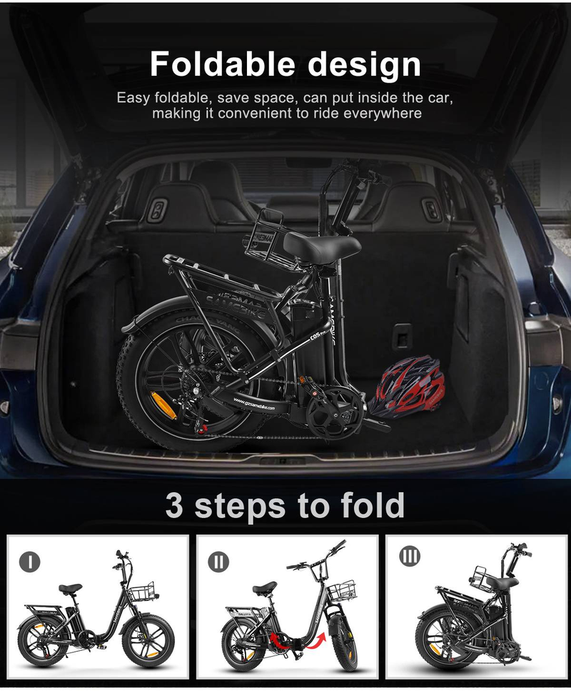Vélo électrique SAMEBIKE C05 Pro 20" Fat Tire Step-Through E-Bike pour femmes Moteur 500W Batterie 36V 13Ah_voghion.com