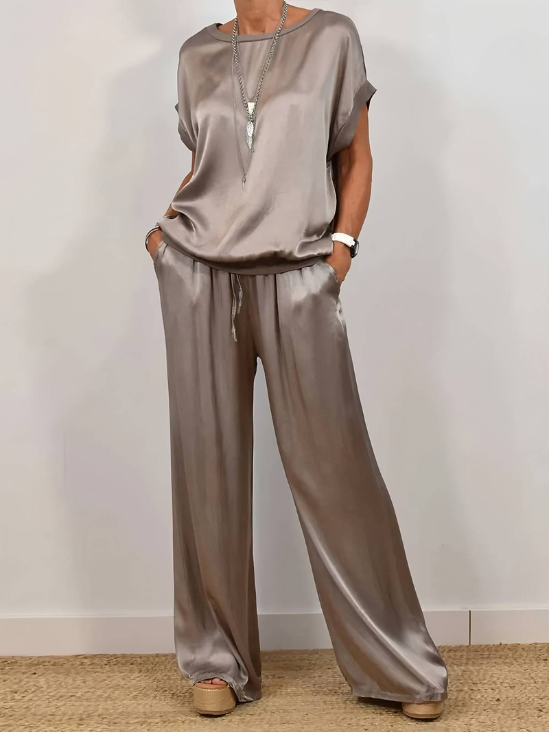 Vêtements pour femmes printemps et automne nouveau cardigan décontracté ample à col montant et pantalon à jambes larges ensemble deux pièces_voghion.com