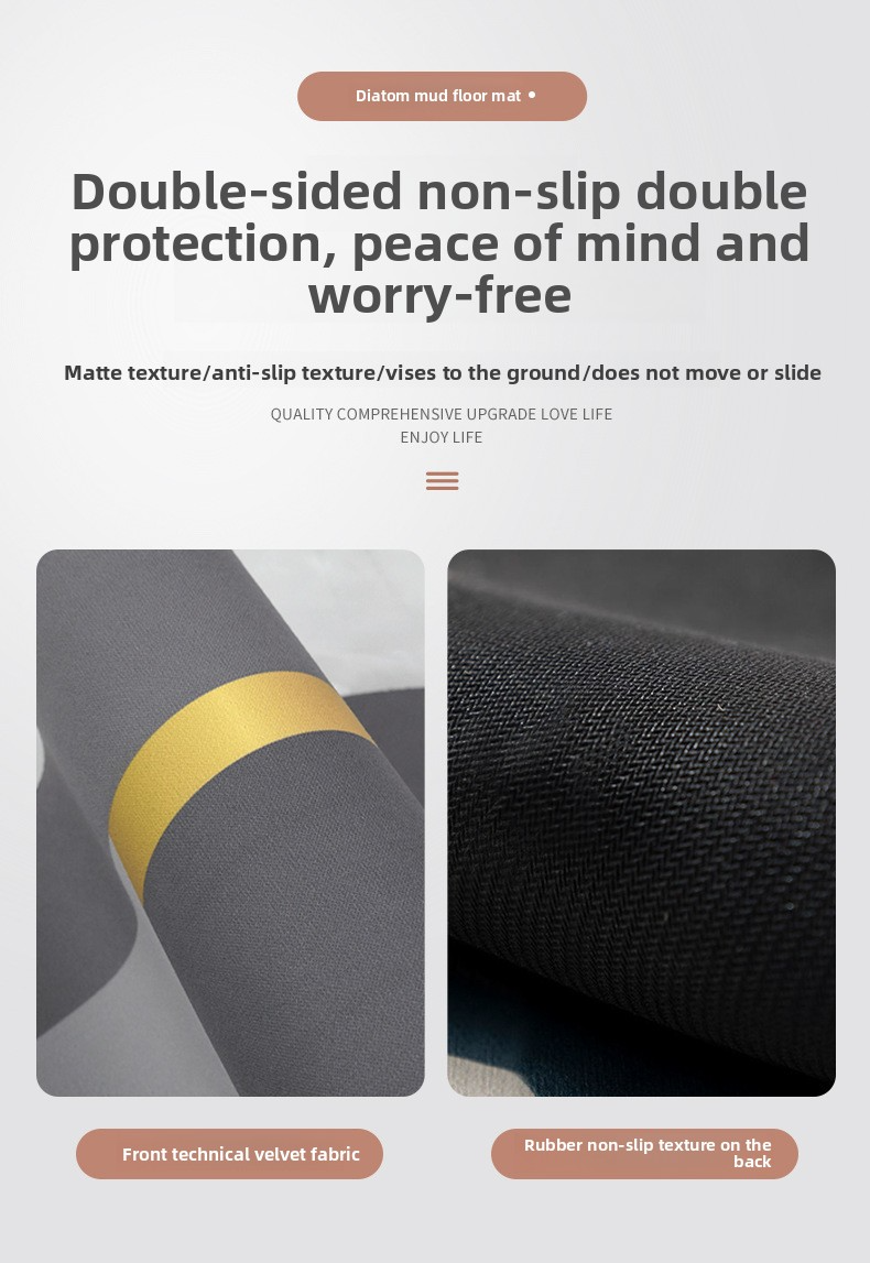 Tapis de bain en diatomite - Tapis de sol absorbant antidérapant en forme de L pour coin de douche (grand format, découpable, séchage rapide, imperméable, 32" x 24")_voghion.com