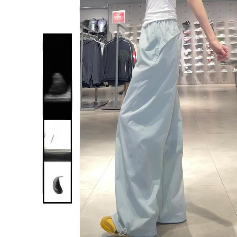Calça cargo feminina de cintura alta, verão 2025 - Calça de trabalho leve, fluida e versátil com bainha ajustável, respirável e elástica para uso casual_voghion.com