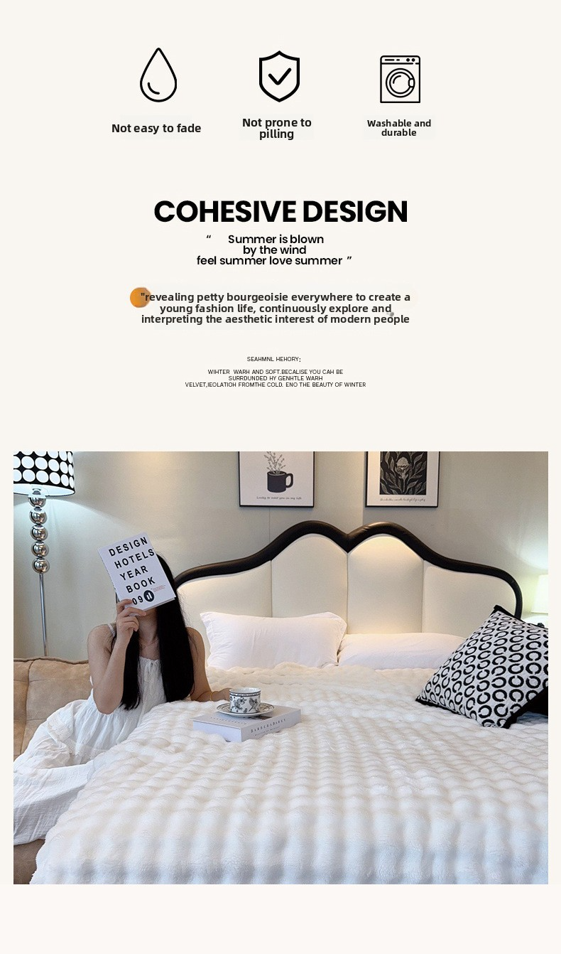 Bubble Fleecedecke – Ultraweicher Milchsamtüberwurf für Bett, Sofa und Büro, leichte Ganzjahresdecke aus 300 g/m² Polyester_voghion.com