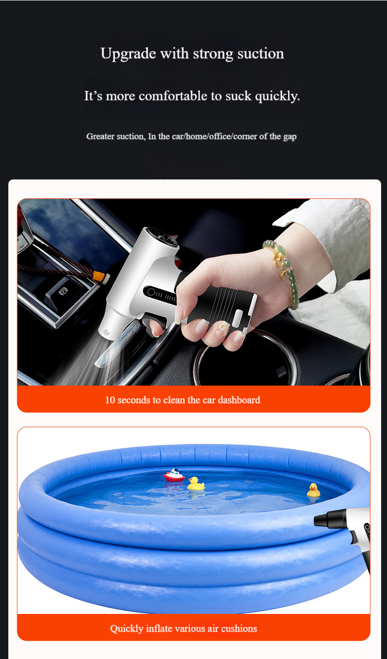 13W RPM Turbo Handheld Fan With Rechargeable Battery - Powerful Portable Blower For Camping, Outdoor & Home Use (Grey/Orange/Yellow/Green)_voghion.com