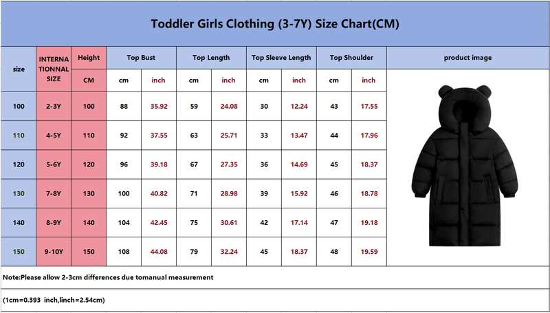 Warm Kids Winter Jacket With Hood - Long Cozy Polyester Padded Coat For Boys & Girls (100-150cm, Black)_voghion.com