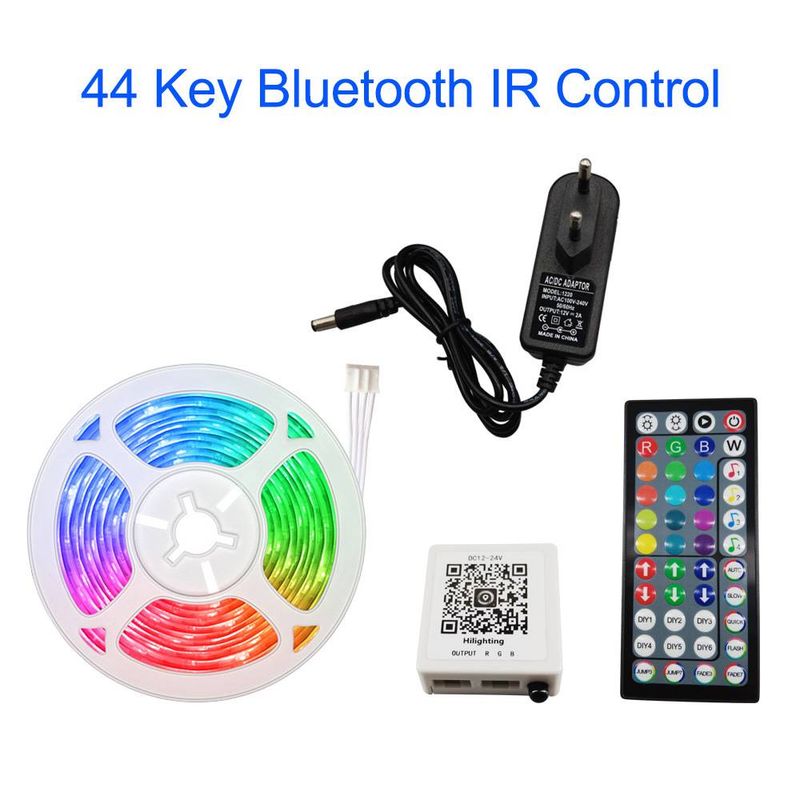 Tira de luces LED inteligentes de 10 a 40 m, 24 V, RGB, cambio de color, control por WiFi y Bluetooth, 5050/2835 SMD para iluminación ambiental interior._voghion.com