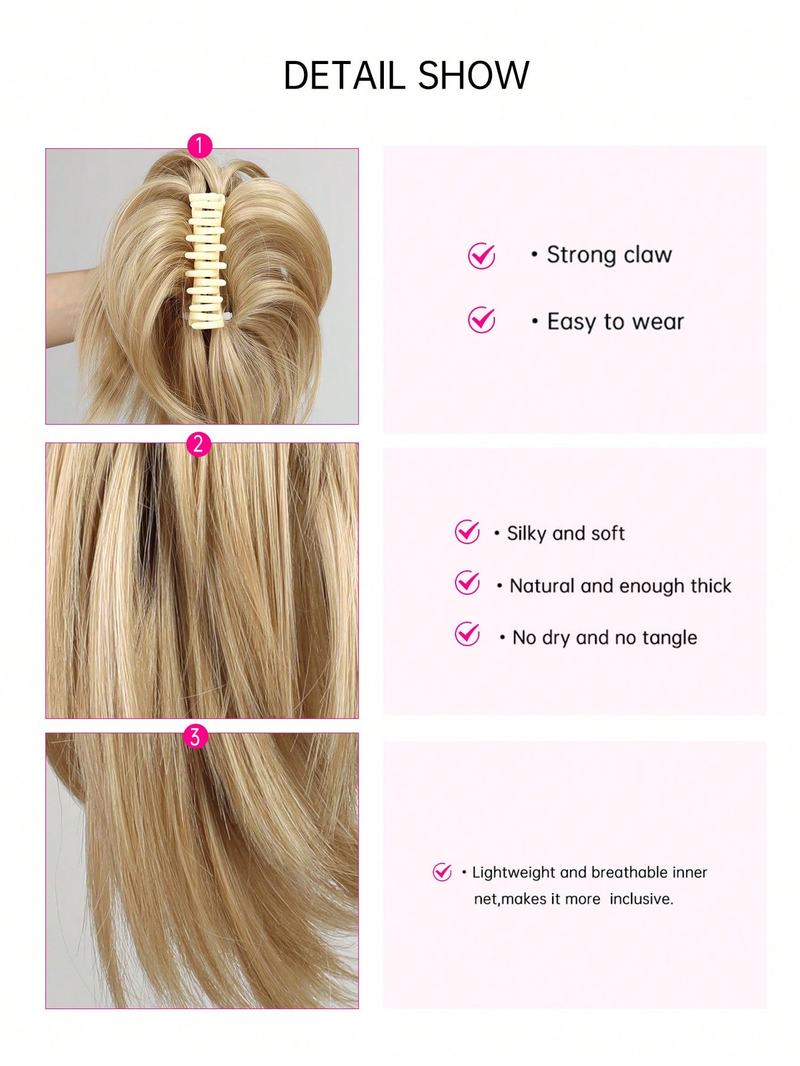 Pezzo disordinato Panino a cascata Clip in artiglio Chignon Coda di cavallo Posticci Estensioni dei capelli sintetici arruffati Scrunchie_voghion.com
