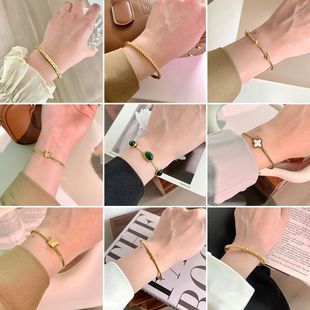 IJspatroon Steen Poeder Diamant Koper Geplateerd Echt Goud Titanium Staal Ketting Sleutelbeen Ketting Dames All-match ins Stijl Licht Luxe Sieraden Non-f_voghion.com