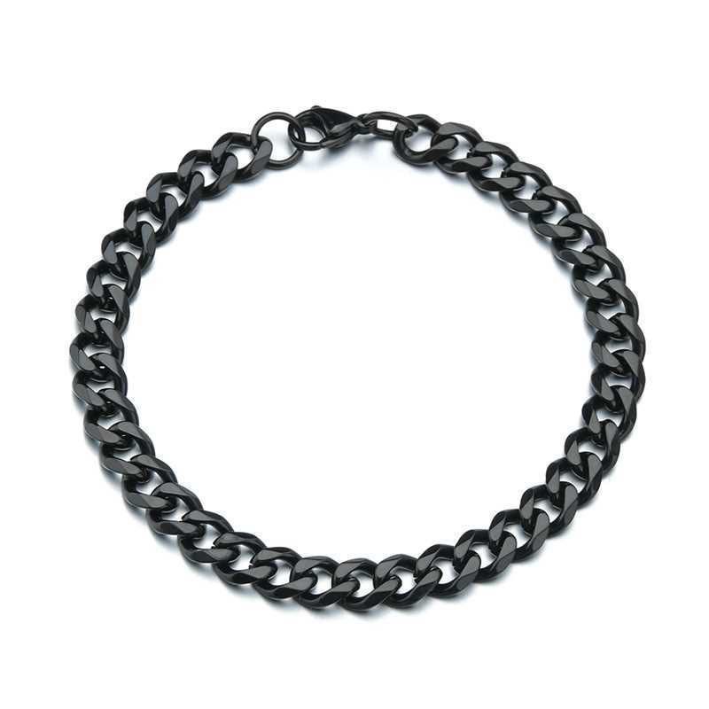 Braccialetti con ciondoli Hip Hop in acciaio inossidabile con sei lati e bracciale cubano con personalità semplice da uomo, bracciale in acciaio al titanio_voghion.com
