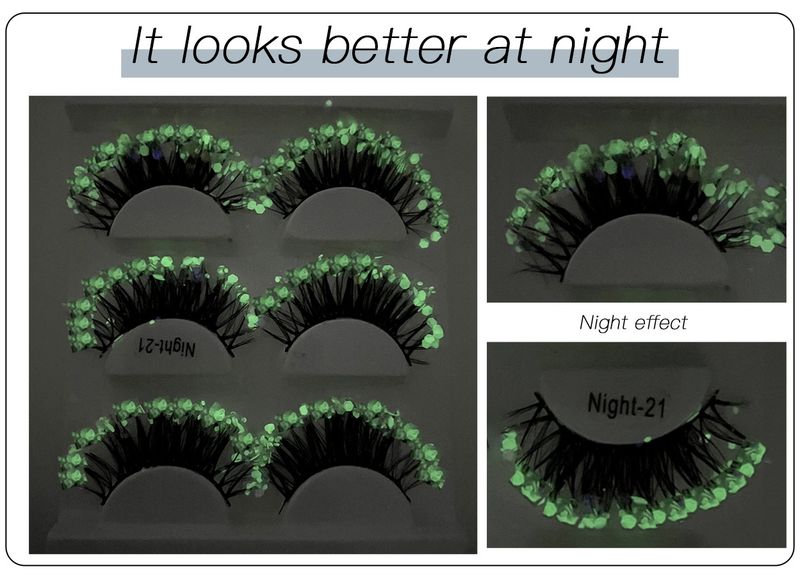 Lash extension set Night Glitter False Eyelashes 3 pairs of stage makeup Colored Glitter false eyelashes_voghion.com