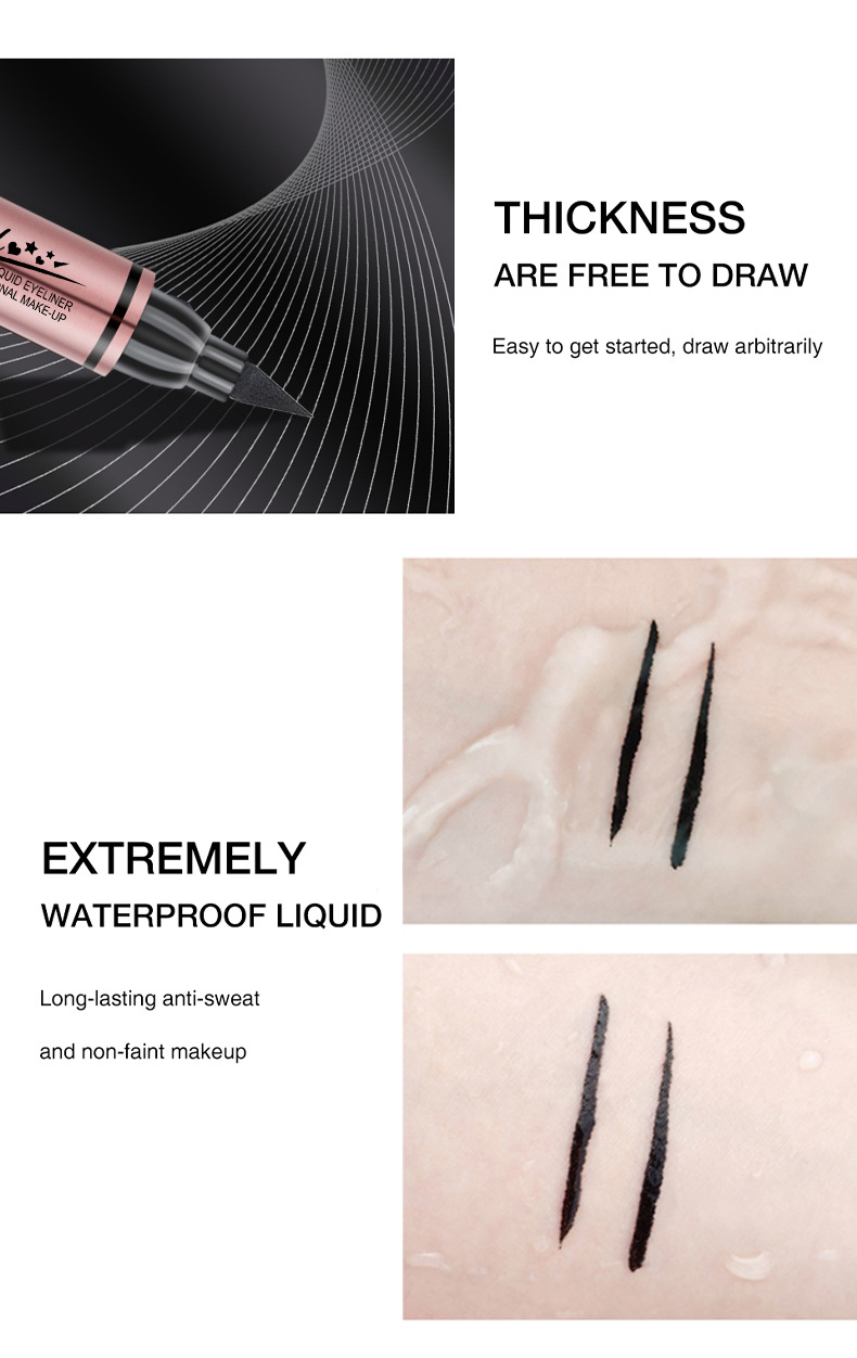 3 pçs cabeça dupla 2 in1 delineador líquido à prova dwaterproof água estrela coração asa formas tatuagem selo rápido para secar olho forro lápis ferramenta de maquiagem_voghion.com