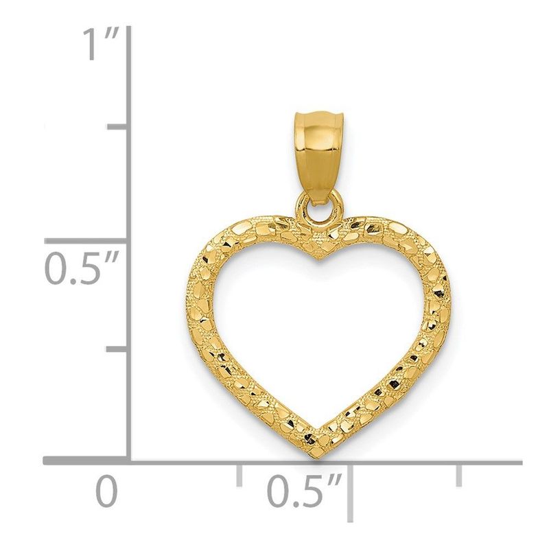 14K Polished And Textured Open Heart Pendant_voghion.com