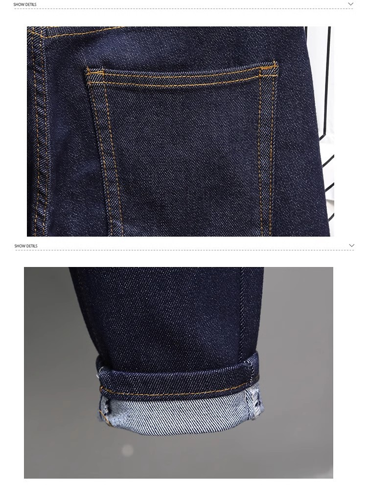 Men's Clothing Jeans men's 2023 new spring and autumn style trend dark blue primary color versatile slim fit skinny nine-point pants_voghion.com