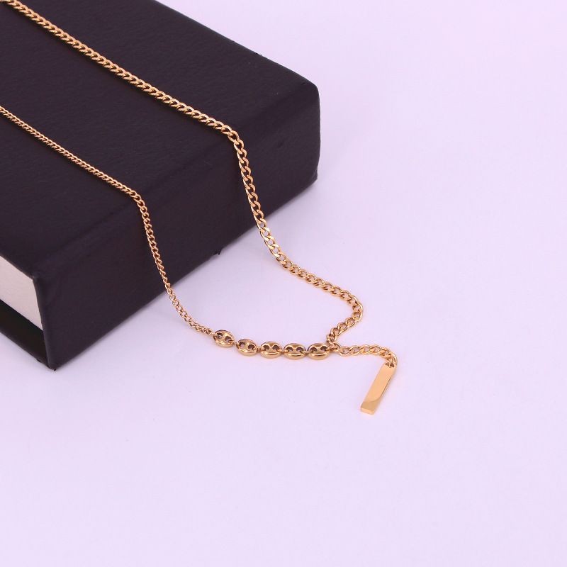 X7-206 Lucky Draw Necklace For Women, Niche Design Sense, Elegant And Luxurious, Small Gold Bar Titanium Steel_voghion.com