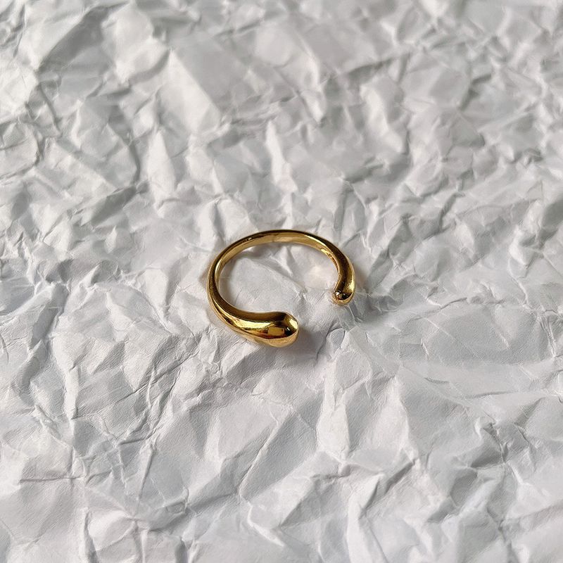 Anello da donna con goccia d'acqua, anello regolabile in acciaio inossidabile, anello con croce lucida e apertura a goccia._voghion.com