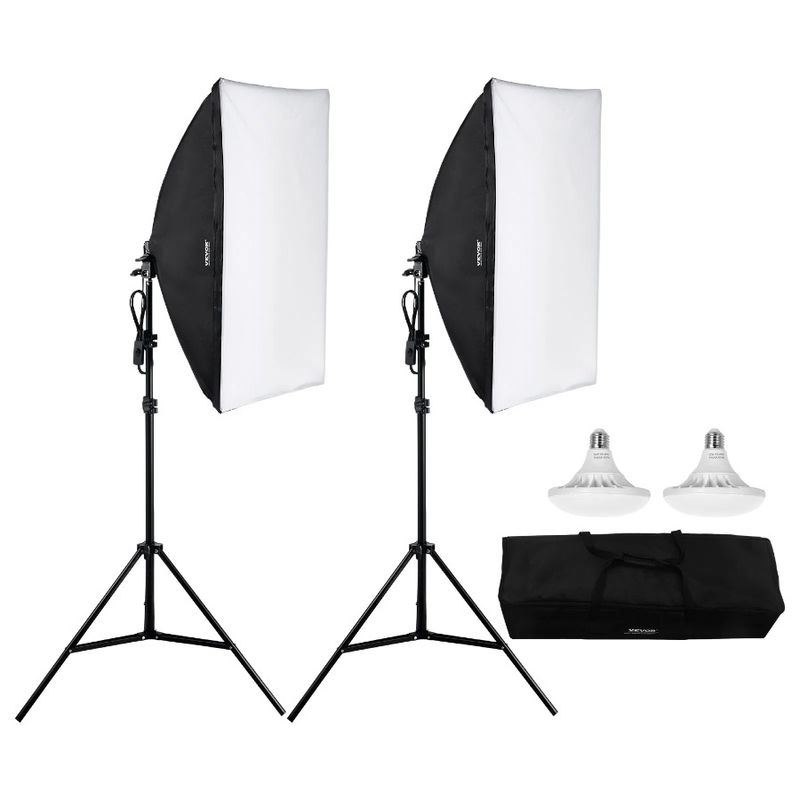 In Softbox Kit Lighting 28 LED Adjustable 5500K X Bulbs 30W In 20 Stand_voghion.com