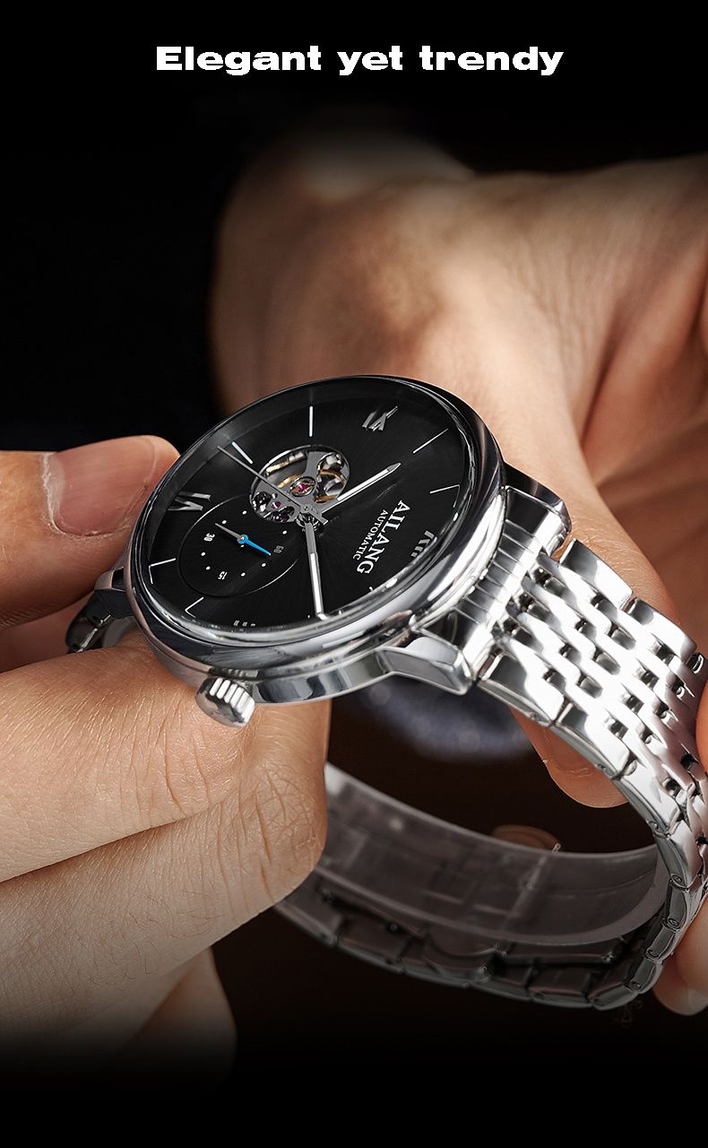 AILANG Orologio da polso da uomo classico con tourbillon, impermeabile, automatico, in acciaio inossidabile, di lusso_voghion.com