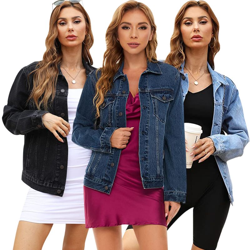 Trendy Washed Denim Jacket For Women - Slim Fit Stretchable Comfortable Casual Coat With Vintage Distressed Look_voghion.com