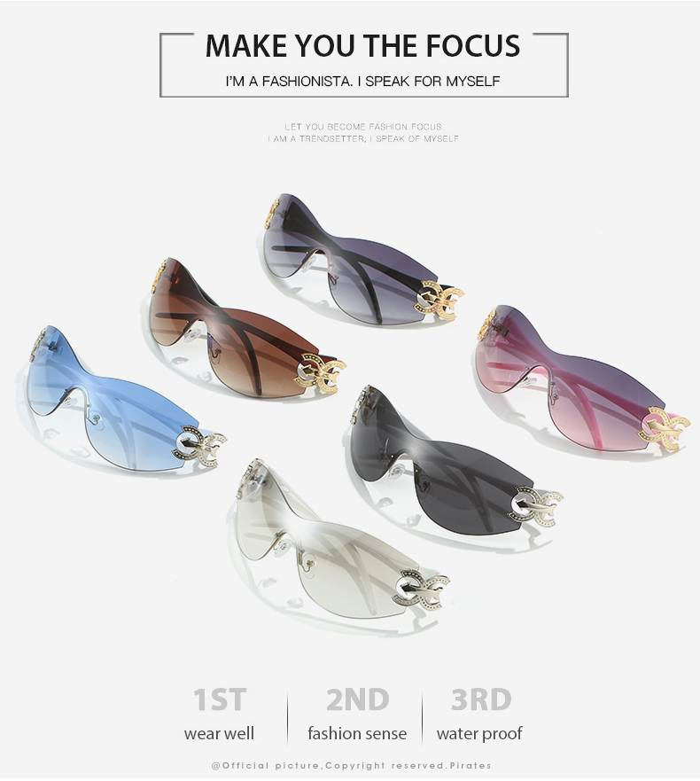 Neue stilvolle randlose, rahmenlose rechteckige Sonnenbrille für Damen_voghion.com