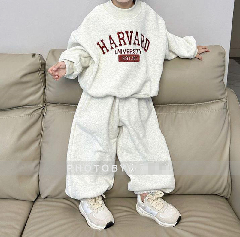 Ins winter neue für jungen mädchen, modische und einfache lter lose lässige kinder kleidung, fleece hoodie zwei-stück_voghion.com