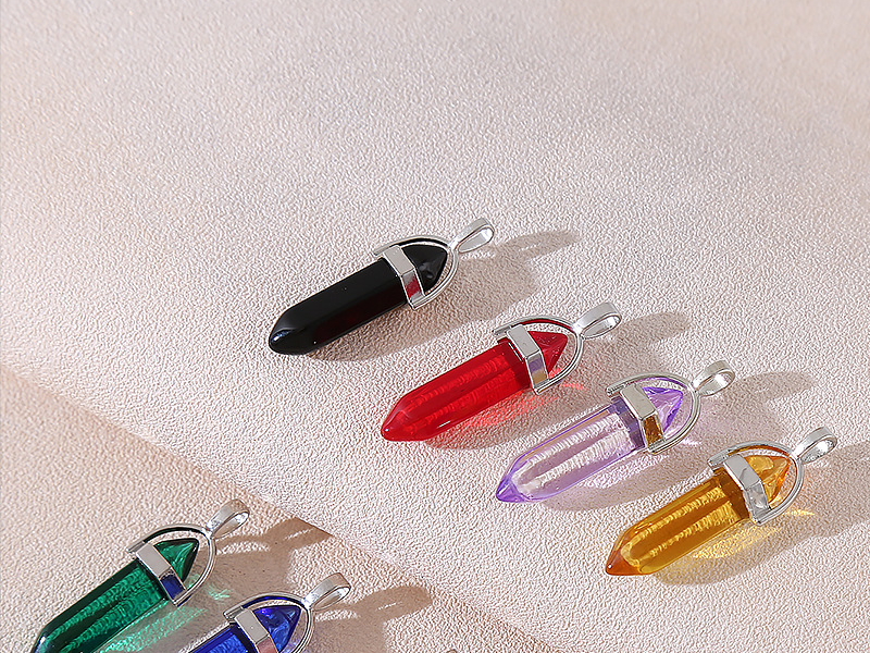 Natural stone pendant amethyst pink crystal hexagonal column pendant double pointed bullet single pendant accessories_voghion.com