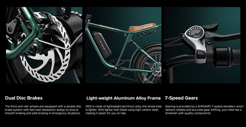 Bicicleta eléctrica todoterreno ENGWE M20 de 20 pulgadas con neumáticos anchos, motor de 750 W, batería dual de 48 V y 26 Ah_voghion.com