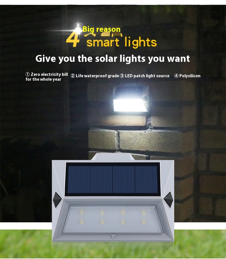 Lampy solarne Lampy ogrodowe zewnętrzne automatycznie zapalają się po zmroku Wodoodporne lampy ścienne do domu Lampy solarne na schody ogrodowe_voghion.com