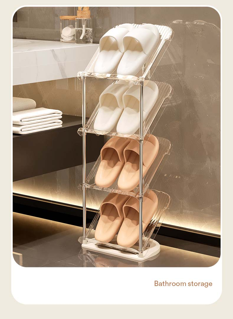 Multi-Tier Shoe Rack For Home - No Assembly Space-Saving Stainless Steel Shoe Organizer With PET Shelves_voghion.com