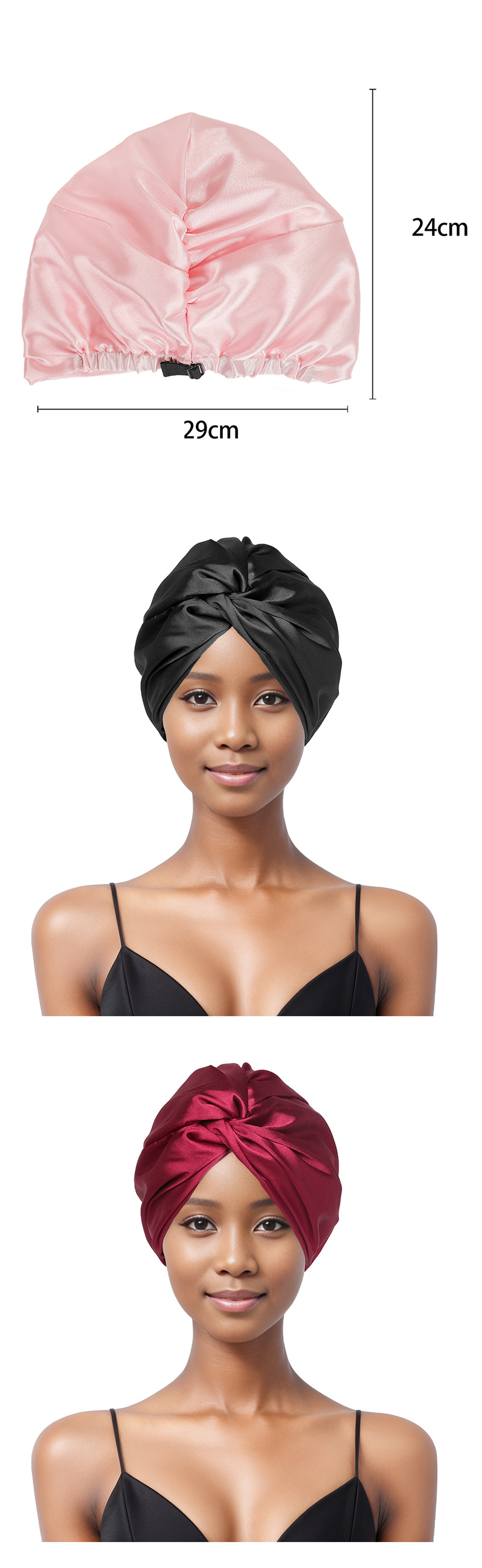 Popular Silk Double Layer Sleeping Cap Twist Cap Shower Cap Adjustable Washing Cap_voghion.com