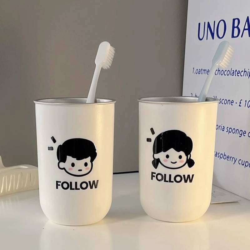 Male And Female Couple's Mouthwash Cup With High Aesthetic Value, Simple Cartoon Toothbrush Cup, Anti Drop Dental Jar, Dental Cup, Toothbrush Cup_voghion.com